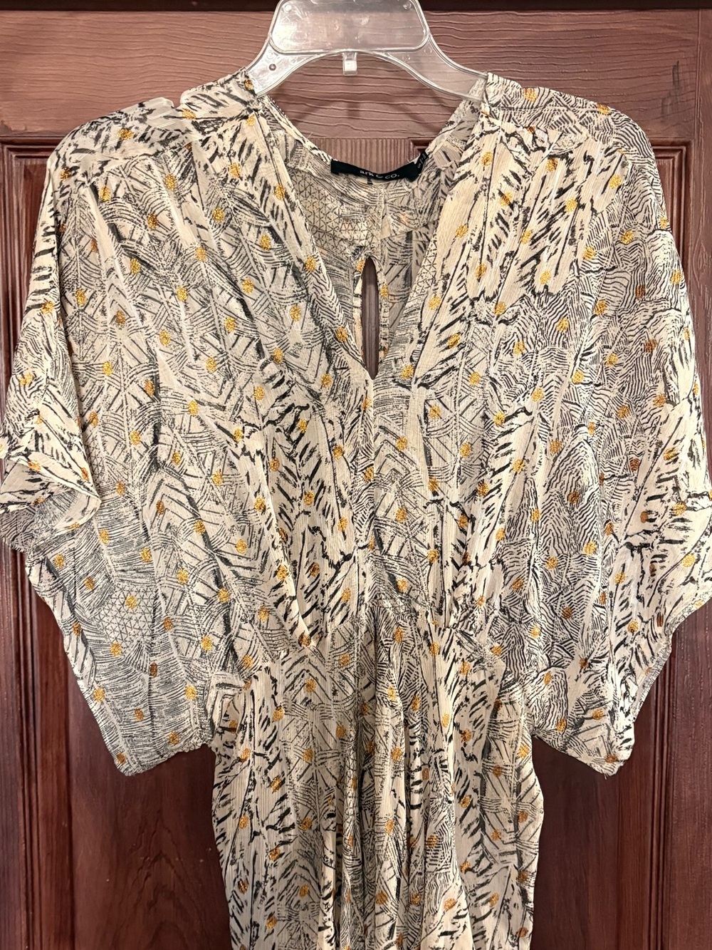 Ark & Co Cream Printed Tunic with Black and Yellow Motif
